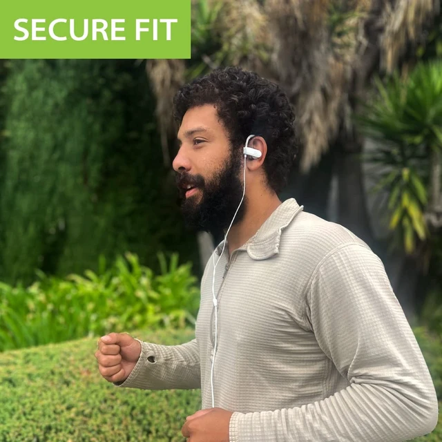 Alt view image 2 of 6 - E171 - AUX 3.5mm Wired Earbuds with Microphone & Volume Control Ear Hook Design for Running & Sports, Comfortable Fit, Compatible with Traditional 3.5mm AUX Phones Corded Headphones, White