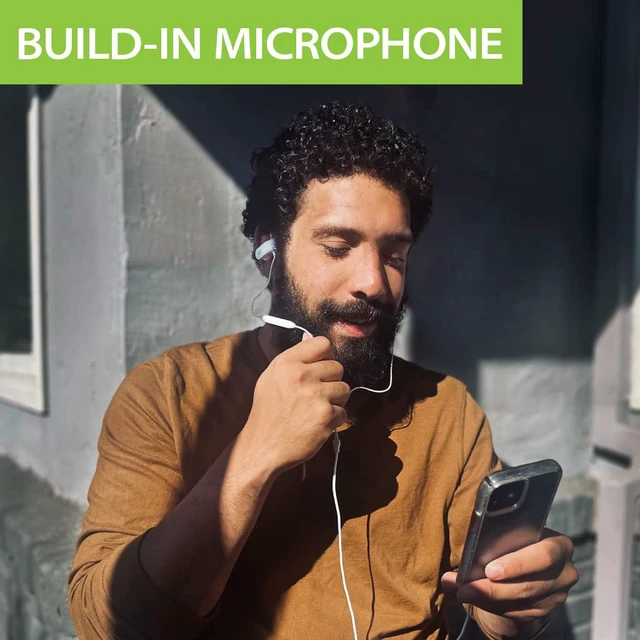Alt view image 4 of 6 - E171 - AUX 3.5mm Wired Earbuds with Microphone & Volume Control Ear Hook Design for Running & Sports, Comfortable Fit, Compatible with Traditional 3.5mm AUX Phones Corded Headphones, White