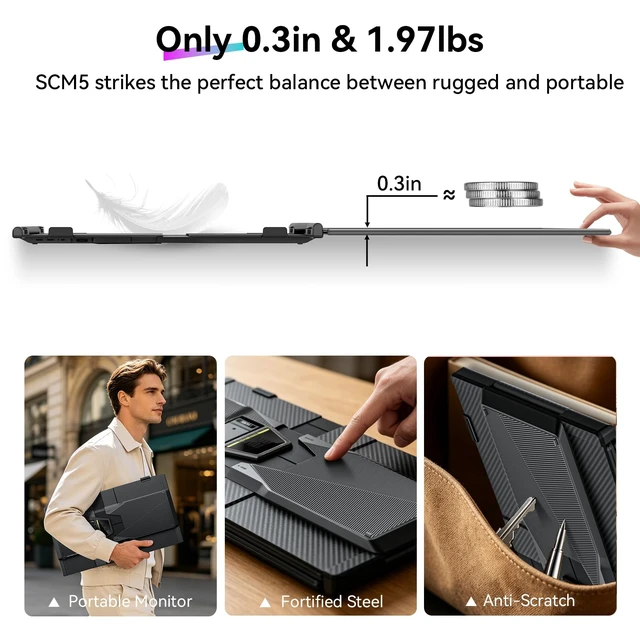 Alt view image 2 of 7 - Laptop Screen Extender, 14" 1080P FHD IPS Portable Monitor, Ultra-Slim Travel Dual Monitor Fit for 13"-17.3" Laptops, USB-C Plug &Play Extended Screen for Windows/Mac/Android/Switch