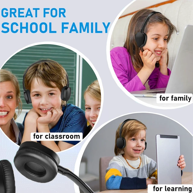 Alt view image 7 of 7 - Kids Bulk Headphones 100 Pack for Student Children Classroom School Toddler Boys Girls Teen and Adults, Wholesale Wired Computer Earphones Class Set for Library Museums Airplane (LS04,100 Black)
