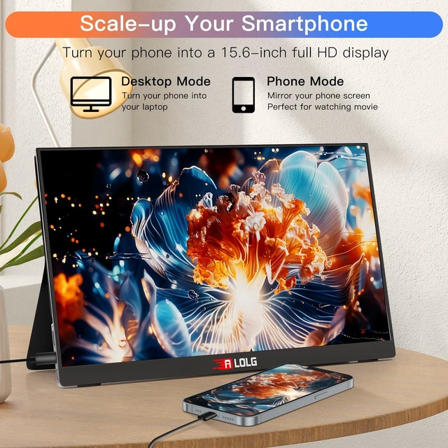 Alt view image 5 of 7 - 13.5" Portable Monitor for Laptop, 2K FHD 60Hz with USB-C & HDMI Full-function USB-C one-cable video & power HDMI port, for laptops, phones, PS5, Switch, Xbox without extra adapters