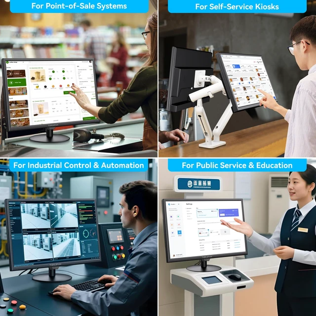 Alt view image 7 of 7 - Touchscreen Monitor 19 Inch, 10-Point Multi Touch Screen Monitor 1440×900 HD Display with HDMI VGA AV BNC USB Ports, VESA, Build-in Speakers for POS, Office, and Industrial Use