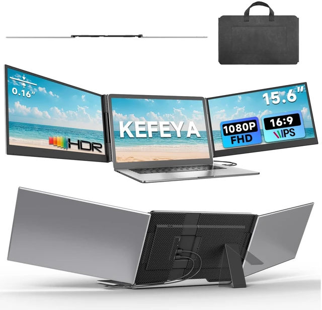 Main image of Laptop Screen Extender 15.6", 1080P FHD IPS Ultra-Slim Triple Portable Monitor for Laptop 12-17.3", Eyes Care HDR Travel Monitor, USB-C/HDMI Plug-Play Monitor Extender for macOS/Win and Phone