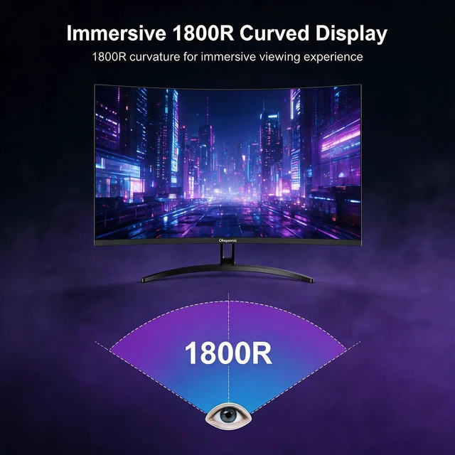 Alt view image 3 of 7 - 32" Curved Gaming Monitor 240Hz VA FHD 1080P Gaming PC Monitor HDMI DP1.4, 1Ms MPRT, HDR,Metal Stand,VESA Compatible(DP Cable Incl.)