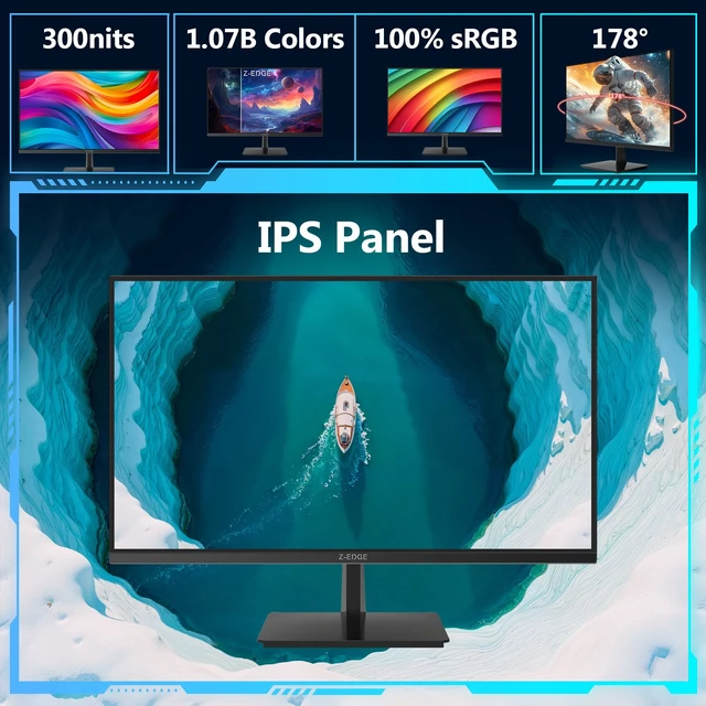 Alt view image 3 of 7 - Z-Edge 27-inch 4K Monitor IPS Ultra HD 3840x2160, Computer PC Gaming U27P4K 60Hz Refresh Rate, PC Monitor Gaming, 100% sRGB, HDMI x 2 and DP x 2, Work, Business,Gaming