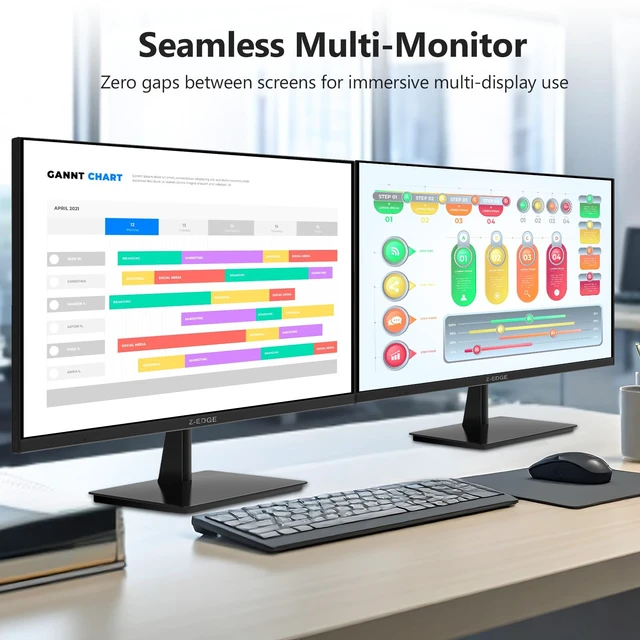 Alt view image 5 of 7 - Z-Edge 27-inch 4K Monitor IPS Ultra HD 3840x2160, Computer PC Gaming U27P4K 60Hz Refresh Rate, PC Monitor Gaming, 100% sRGB, HDMI x 2 and DP x 2, Work, Business,Gaming