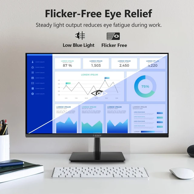 Alt view image 6 of 7 - Z-Edge 27-inch 4K Monitor IPS Ultra HD 3840x2160, Computer PC Gaming U27P4K 60Hz Refresh Rate, PC Monitor Gaming, 100% sRGB, HDMI x 2 and DP x 2, Work, Business,Gaming