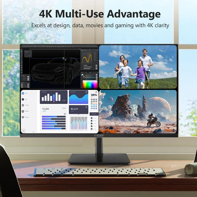 Alt view image 7 of 7 - Z-Edge 27-inch 4K Monitor IPS Ultra HD 3840x2160, Computer PC Gaming U27P4K 60Hz Refresh Rate, PC Monitor Gaming, 100% sRGB, HDMI x 2 and DP x 2, Work, Business,Gaming