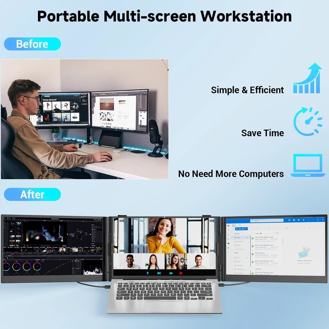 Alt view image 4 of 7 - Laptop Screen Extender 14.2", 2.2 LB Lightest 0.16" Ultra-Thin, 1080P FHD Portable Monitor for Laptop 13-17.3", Eyes Care HDR Monitor, USB-C HDMI Plug-Play for Mac Windows PS Switch Work Travel