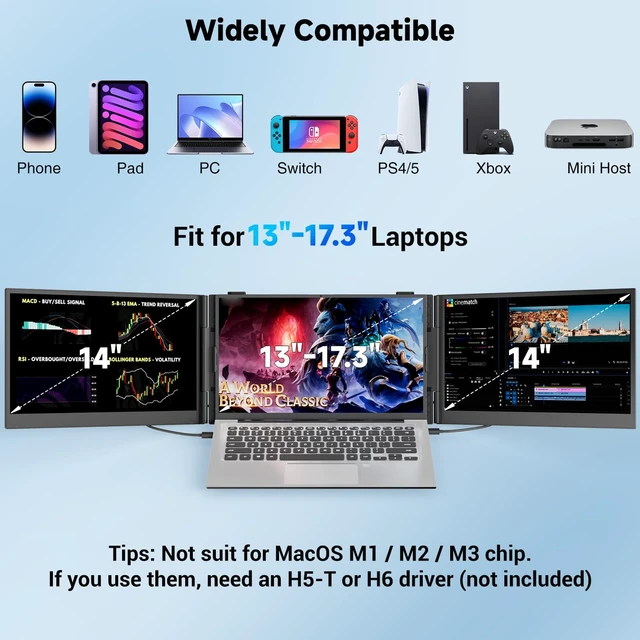 Alt view image 6 of 7 - Laptop Screen Extender 14.2", 2.2 LB Lightest 0.16" Ultra-Thin, 1080P FHD Portable Monitor for Laptop 13-17.3", Eyes Care HDR Monitor, USB-C HDMI Plug-Play for Mac Windows PS Switch Work Travel