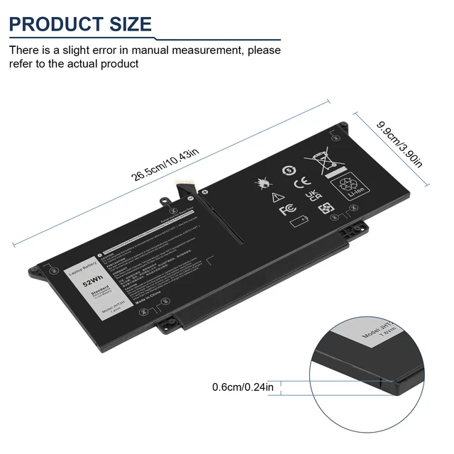 Alt view image 2 of 7 - JHT2H Laptop Battery for Dell Latitude 7310 7410 Latitude 7410 Chromebook Enterprise Series P33S P34 S4V5X2 YY3GJ 2561J Y7HR3 35J09 HRGYV 0HRG WY9MP XMV7T 09YYF 7CXN6 T3JWC K36KR X825P XMT81 XMV7T