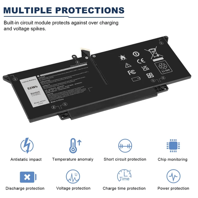 Alt view image 5 of 7 - JHT2H Laptop Battery for Dell Latitude 7310 7410 Latitude 7410 Chromebook Enterprise Series P33S P34 S4V5X2 YY3GJ 2561J Y7HR3 35J09 HRGYV 0HRG WY9MP XMV7T 09YYF 7CXN6 T3JWC K36KR X825P XMT81 XMV7T
