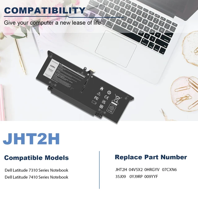 Alt view image 6 of 7 - JHT2H Laptop Battery for Dell Latitude 7310 7410 Latitude 7410 Chromebook Enterprise Series P33S P34 S4V5X2 YY3GJ 2561J Y7HR3 35J09 HRGYV 0HRG WY9MP XMV7T 09YYF 7CXN6 T3JWC K36KR X825P XMT81 XMV7T