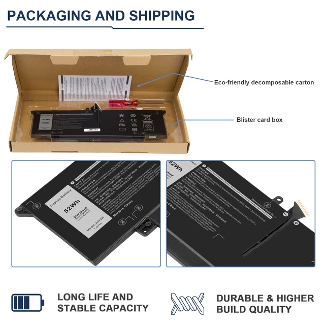 Alt view image 7 of 7 - JHT2H Laptop Battery for Dell Latitude 7310 7410 Latitude 7410 Chromebook Enterprise Series P33S P34 S4V5X2 YY3GJ 2561J Y7HR3 35J09 HRGYV 0HRG WY9MP XMV7T 09YYF 7CXN6 T3JWC K36KR X825P XMT81 XMV7T