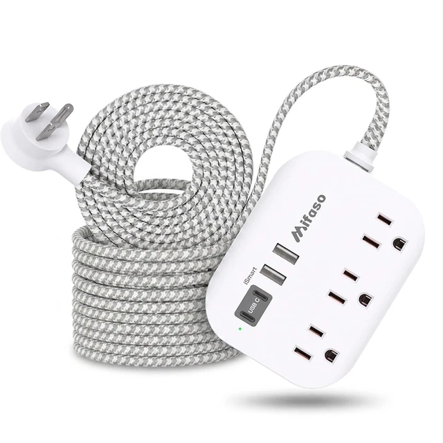 Main image of Cruise Ship Essentials, Power Strip with USB Ports f. Dorm Room 10Ft Flat Extension Cord with Multiple Outlets, Apartment Essentials