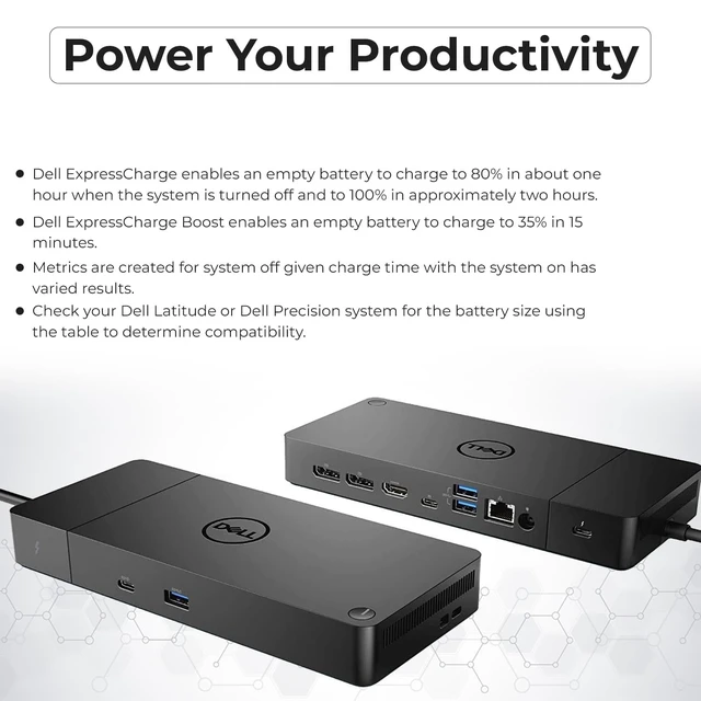 Alt view image 7 of 7 - Dell WD19TBS Thunderbolt Dock Bundle - 4K Display, Dell Docking Station Dual Monitor with 180W Adapter, HDMI, DisplayPort, Thunderbolt Cable - Laptop & Computer Docking Station