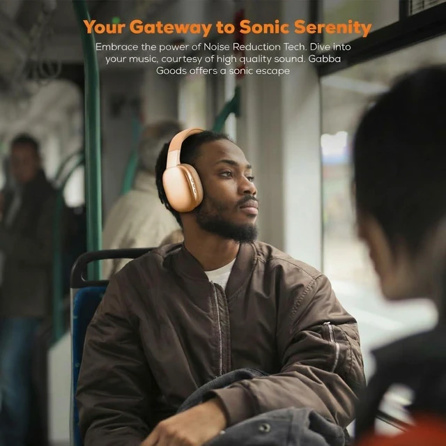 Alt view image 6 of 7 - Wireless Over Ear Bluetooth Headphones with Microphone - Wireless Headset -Noise Reduction - Bluetooth, Wired,Built in Micro SD for Travel, Home, Work TV,PC,Gaming,Cellphone (Orange)