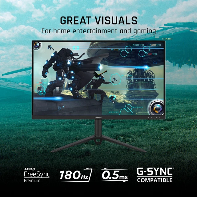 Alt view image 2 of 6 - VX2728J-2K 27 Inch 1440p IPS Gaming Monitor, 180Hz, 0.5ms FreeSync Premium, G-Sync Compatible, HDR10, HDMI 2.1, DisplayPort, Height Adjustable Stand, PS5, Xbox, PC, Fast Action Play