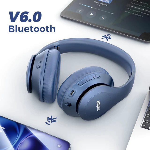 Alt view image 5 of 7 - Bluetooth Headphones Over Ear, Wireless HiFi Stereo Foldable Headset 65H Playtime, Bluetooth 6.0, 6 EQ Modes, Built-in Mic, Deep Bass Stereo, Lightweight Design for Home, Office, Travel & PC