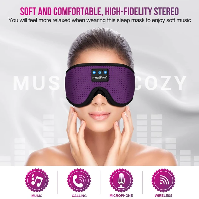 Alt view image 2 of 6 - 3D Sleep Headphones Bluetooth 5.4 Breathable Sleep Eye Mask Cooling Fabric Lining with Blackout Design for Side Sleeper, HD Stereo Sound, 14 Hours Playtime for Sleep, Travel, Relaxation