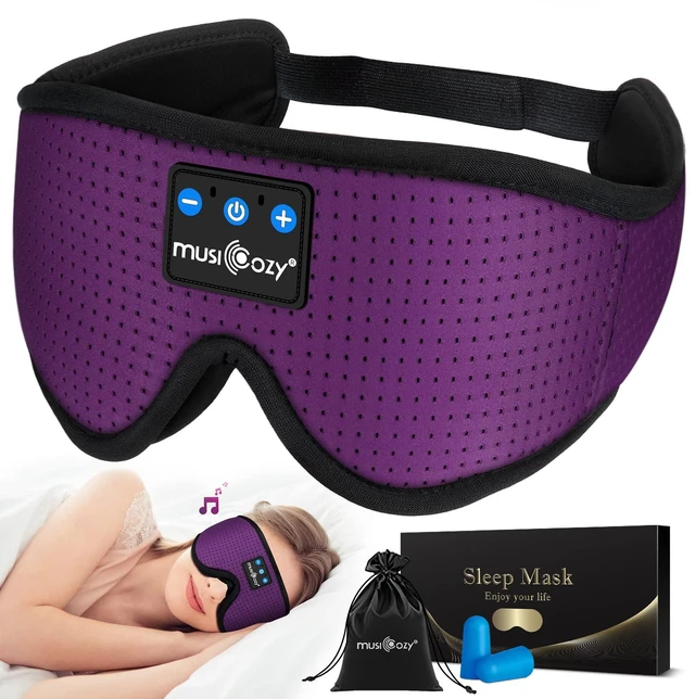 Main image of 3D Sleep Headphones Bluetooth 5.4 Breathable Sleep Eye Mask Cooling Fabric Lining with Blackout Design for Side Sleeper, HD Stereo Sound, 14 Hours Playtime for Sleep, Travel, Relaxation