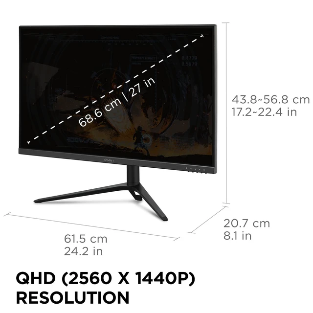 Alt view image 4 of 6 - VX2728J-2K 27 Inch 1440p IPS Gaming Monitor, 180Hz, 0.5ms FreeSync Premium, G-Sync Compatible, HDR10, HDMI 2.1, DisplayPort, Height Adjustable Stand, PS5, Xbox, PC, Fast Action Play
