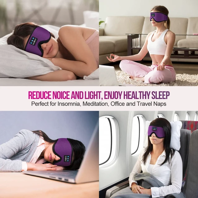 Alt view image 6 of 6 - 3D Sleep Headphones Bluetooth 5.4 Breathable Sleep Eye Mask Cooling Fabric Lining with Blackout Design for Side Sleeper, HD Stereo Sound, 14 Hours Playtime for Sleep, Travel, Relaxation