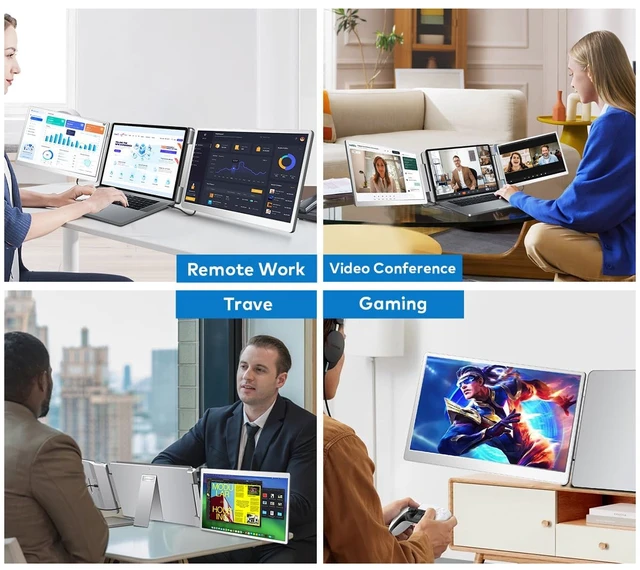 Alt view image 7 of 7 - 14" Laptop Screen Extender, FHD IPS Triple Screen Monitor Extender FHD 1200P IPS Dual Screen for Laptops 12-16.5", USB-C/HDMI, Plug & Play, Extra Screen Portable Monitors for Windows/Mac