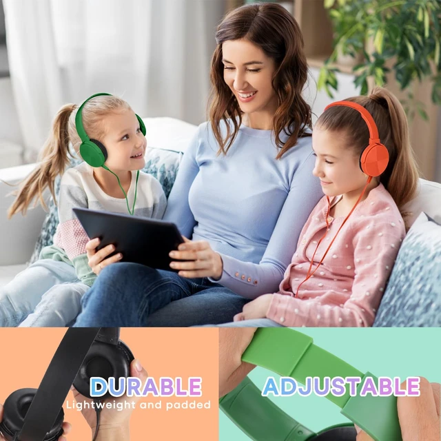 Alt view image 3 of 7 - Bulk Headphones for Classroom 24 Pack,Wholesale School Multi Colored Durable Wired Headset for Students,Kids,Children Toddler Teen Boys Girls and Adult(LS450,24 Mixed)