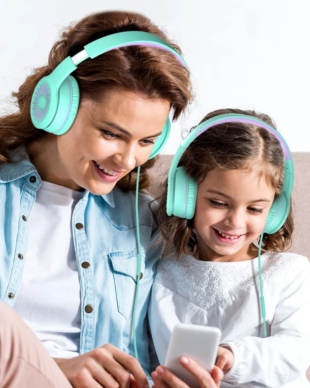 Alt view image 6 of 7 - i45 Kids Headphones Wired, On-Ear Headphones for School Teen, Green Foldable Portable, 1.5M Cord Headphone Stereo Aux Jack 3.5mm Headset for Smartphones Chromebook Computer PC Airplane Travel