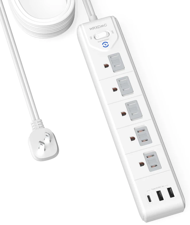 Main image of 2 Prong Power Strip, 2 Prong to 3 Prong Outlet Adapter, 15ft Cord Polarized Plug, 1680J Two Prong Surge Protector, 5 AC Outlets & 3 USB, Wall Mountable, Ideal for Non-Grounded Outlets