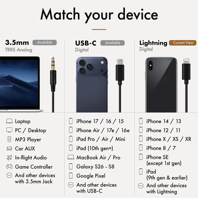 Alt view image 3 of 7 - Premium Wooden Wired Earbuds with Microphone (Lightning) Compatible with iPhone 14, 13, 12, 11 (Pro, Max), SE, X, XS, XR, 8, 7, 6, 5 / iPad 9 & earlier, and other Lightning devices
