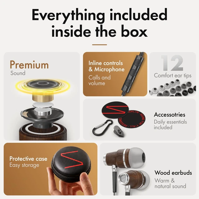 Alt view image 6 of 7 - Premium Wooden Wired Earbuds with Microphone (Lightning) Compatible with iPhone 14, 13, 12, 11 (Pro, Max), SE, X, XS, XR, 8, 7, 6, 5 / iPad 9 & earlier, and other Lightning devices