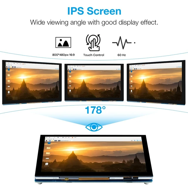 Alt view image 2 of 7 - 5 Inch Touchscreen IPS MIPI DSI Display Compatible with Raspberry Pi 5/4/3, 800x480 Pixel Capacitive Screen Driver-Free Interface