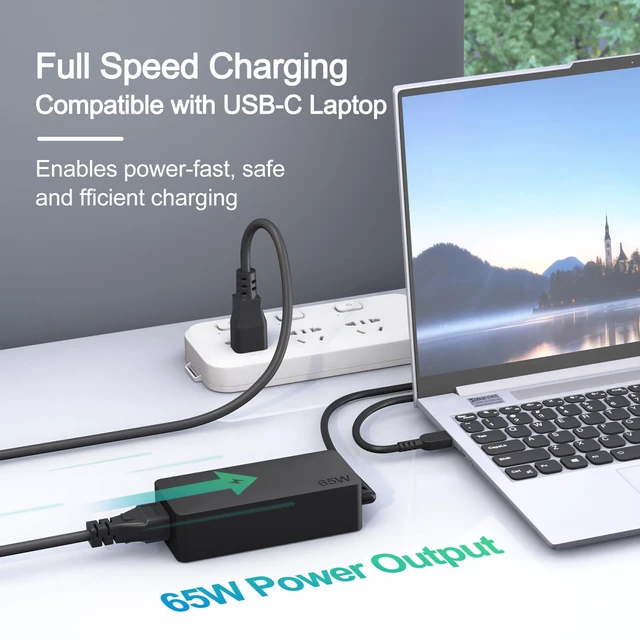 Alt view image 3 of 7 - Replacement for Lenovo Laptop Charger 65W USB C Laptop Charger Compatible with Lenovo Chromebook Thinkpad Yoga Power Adapter,14FT