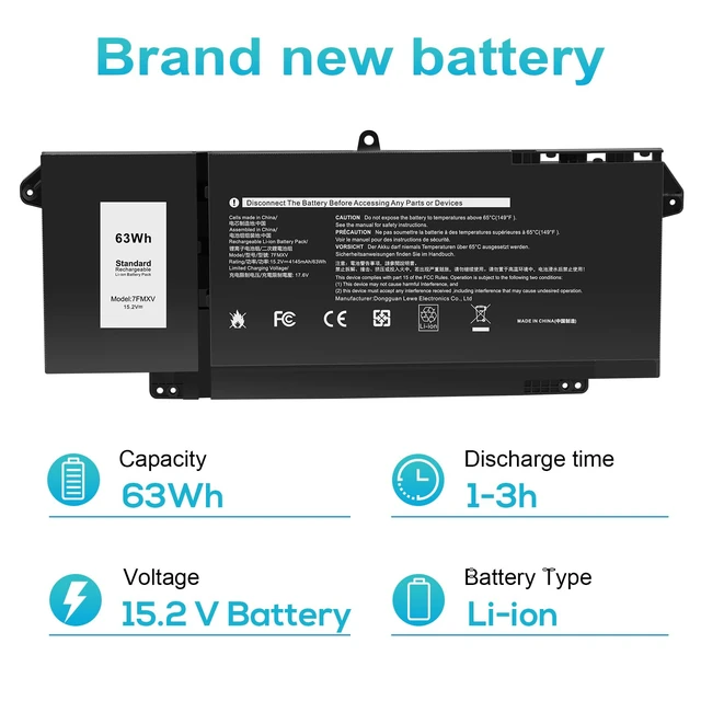 Alt view image 3 of 7 - 7FMXV Battery Replacement for Dell Latitude 5320 7320 7420 7520 Series TN2GY 0TN2GY 9JM71 4M1JN 1PP63 727CG HDGJ8 MHR4G CN-0727CG CN-0TN2GY