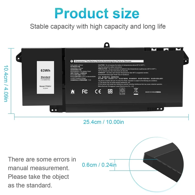 Alt view image 4 of 7 - 7FMXV Battery Replacement for Dell Latitude 5320 7320 7420 7520 Series TN2GY 0TN2GY 9JM71 4M1JN 1PP63 727CG HDGJ8 MHR4G CN-0727CG CN-0TN2GY
