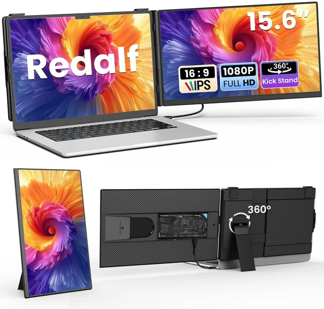 Main image of Laptop Screen Extender 15.6", Detachable 1080P FHD Portable Monitor for Laptop, Travel Dual Monitor with 360° Rotating Stand for 13-17" Laptop, Plug & Play Compatible with Mac/Windows/Android/Chrome