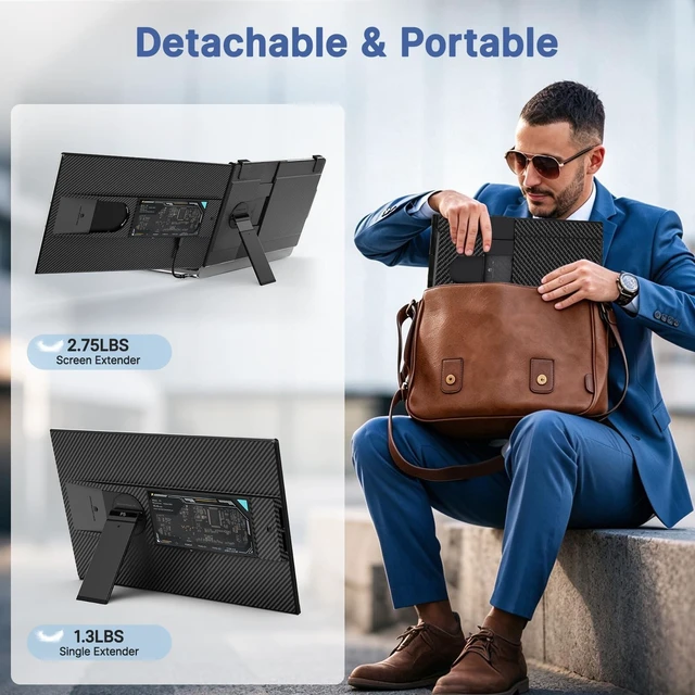 Alt view image 6 of 7 - Laptop Screen Extender 15.6", Detachable 1080P FHD Portable Monitor for Laptop, Travel Dual Monitor with 360° Rotating Stand for 13-17" Laptop, Plug & Play Compatible with Mac/Windows/Android/Chrome