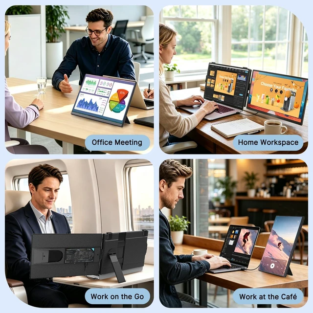 Alt view image 5 of 7 - Laptop Screen Extender 15.6", Detachable 1080P FHD Portable Monitor for Laptop, Travel Dual Monitor with 360° Rotating Stand for 13-17" Laptop, Plug & Play Compatible with Mac/Windows/Android/Chrome