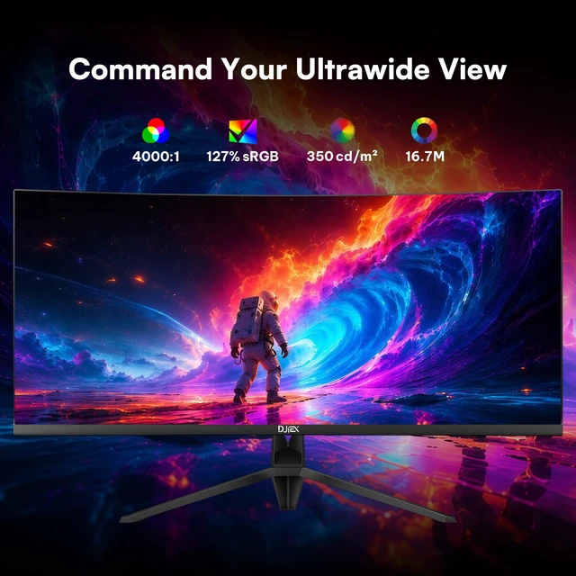Alt view image 2 of 7 - 34 Inch Ultrawide Curved Gaming Monitor WQHD(2560 x1440) 165Hz, 1500R Tilt Adjustable, 1ms MPRT, 21:9, PIP/PBP, 4000:1, 127%sRGB, FreeSync, HDMI & DP, Panoramic for Office Business