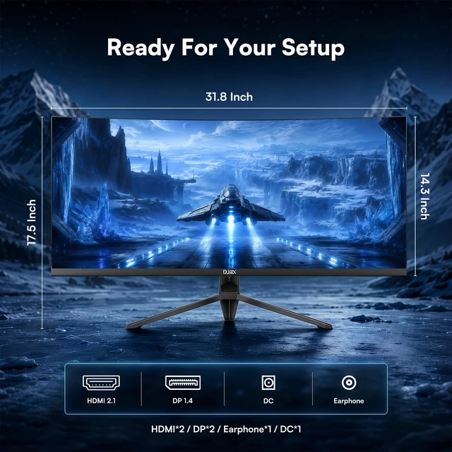 Alt view image 7 of 7 - 34 Inch Ultrawide Curved Gaming Monitor WQHD(2560 x1440) 165Hz, 1500R Tilt Adjustable, 1ms MPRT, 21:9, PIP/PBP, 4000:1, 127%sRGB, FreeSync, HDMI & DP, Panoramic for Office Business