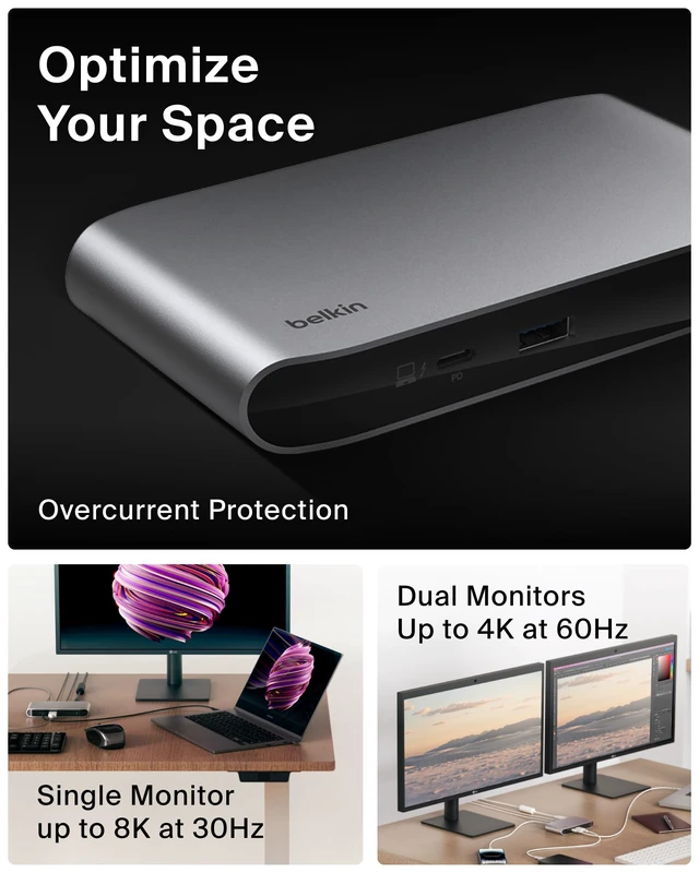 Alt view image 3 of 6 - Connect Thunderbolt 4 Docking Station, 5-in-1 USB-C Multiport Core Hub w/ 96W Power Delivery for Mac, Windows, Single 8K or Dual 4K Display, Thunderbolt 4 Cable & Power Supply Included