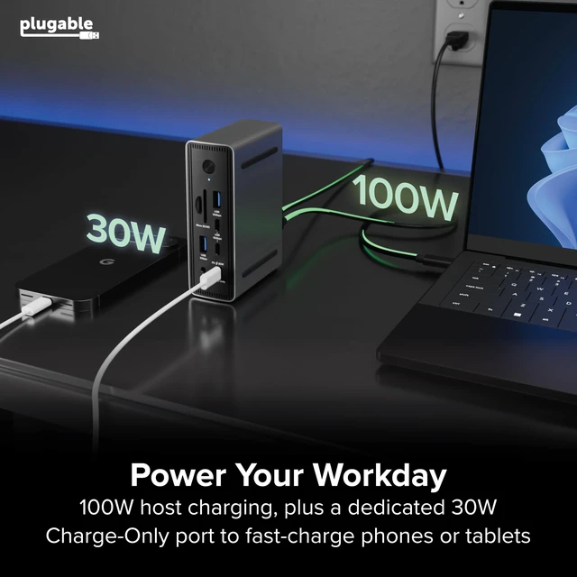 Alt view image 6 of 7 - USB-C Triple Display Laptop Docking Station 3 Monitors, 15-in-1: 3X HDMI, Dual 4K or Triple (1x 4K60 + 2X 1080p) 2.5GbE, 100W PD, 30W USB-C Charge Port, Driverless for Windows, UD-MSTH3