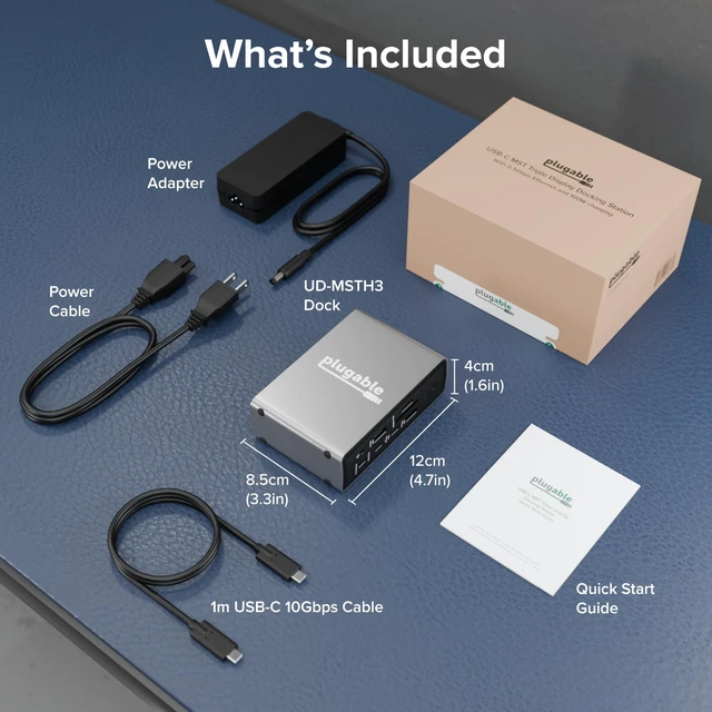 Alt view image 7 of 7 - USB-C Triple Display Laptop Docking Station 3 Monitors, 15-in-1: 3X HDMI, Dual 4K or Triple (1x 4K60 + 2X 1080p) 2.5GbE, 100W PD, 30W USB-C Charge Port, Driverless for Windows, UD-MSTH3