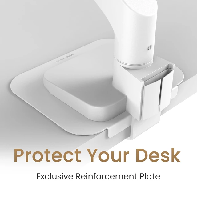 Alt view image 5 of 7 - ErgoArm BSH02 Heavy Duty VESA Desk Mount for Screen up to 45" & 44 lbs VESA 75×75, 100×100. Fits desks 1245mm thick. Reinforcement plate desktop protect. Top mounting - clamp & grommet. White