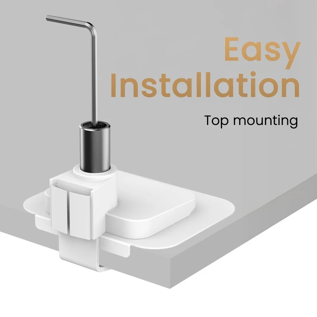 Alt view image 6 of 7 - ErgoArm BSH02 Heavy Duty VESA Desk Mount for Screen up to 45" & 44 lbs VESA 75×75, 100×100. Fits desks 1245mm thick. Reinforcement plate desktop protect. Top mounting - clamp & grommet. White
