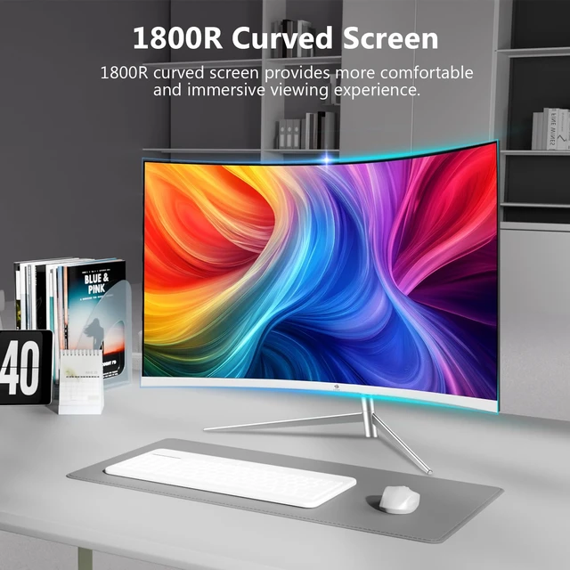 Alt view image 2 of 7 - Z-Edge 27 inch Curved Computer Monitor, FHD 100Hz White PC Monitor, HDMI U27C Eye Care, Frameless,1800R,99%sRGB,3000:1 contrast, 250 cd/m2 brightness,5ms response time, for Work, Business,Gaming