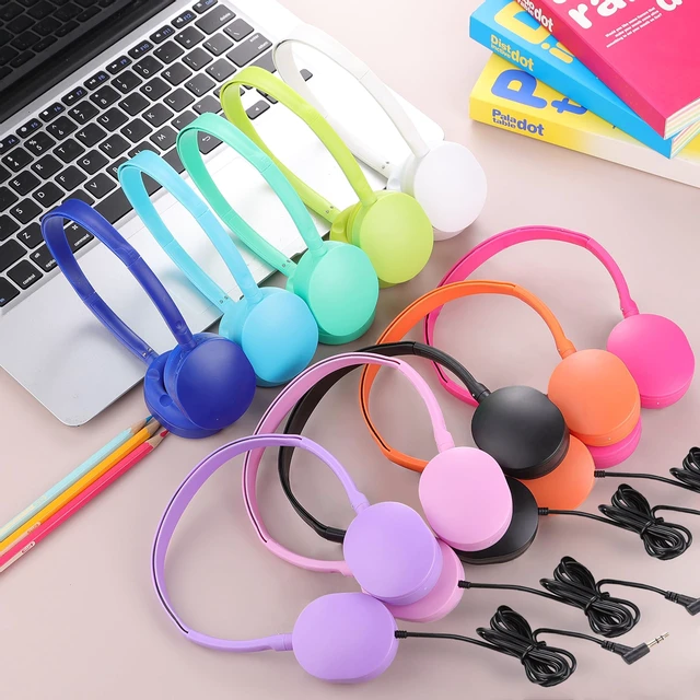 Alt view image 2 of 7 - 100 Pack Classroom Headphones, Bulk Kids Headphones for School Student Boys Girls Teens, 3.5mm Plug for Computer Chromebook,Grades K-12(10 Color)