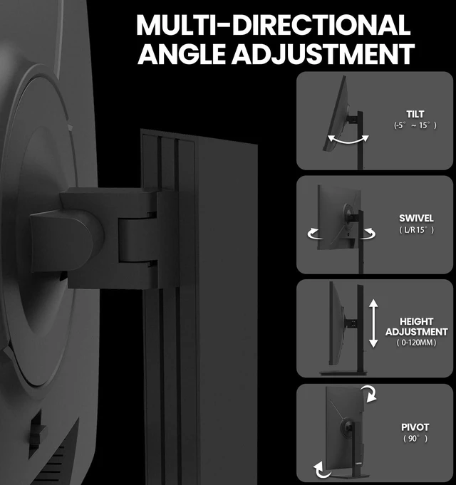 Alt view image 5 of 7 - 24.5" FHD 200Hz Vertical Monitor, Height/Pivot/Swivel/Tilt Adjustable 120%sRGB Color, FreeSync, HDMI/DP, Low Blue Light, and 75x75mm Wall Mount for PC Gaming, Coding, Streaming, Study, and Office